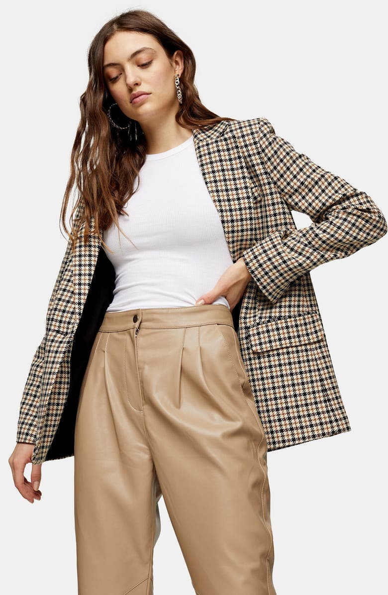 Topshop Faux Leather Peg Trousers, Alternate, color, 