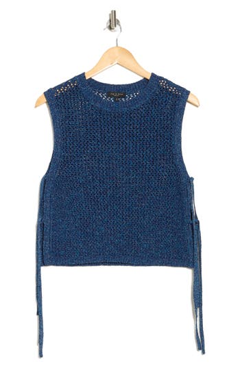 Rag & Bone Carter Crochet Muscle Tank In Navy