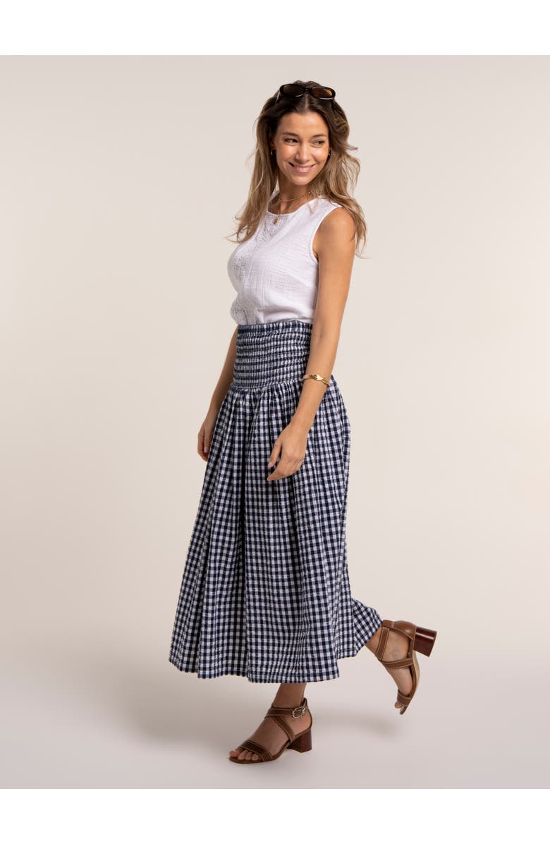 Brakeburn Teresa Gingham Midi Skirt, Alternate, color, Navy