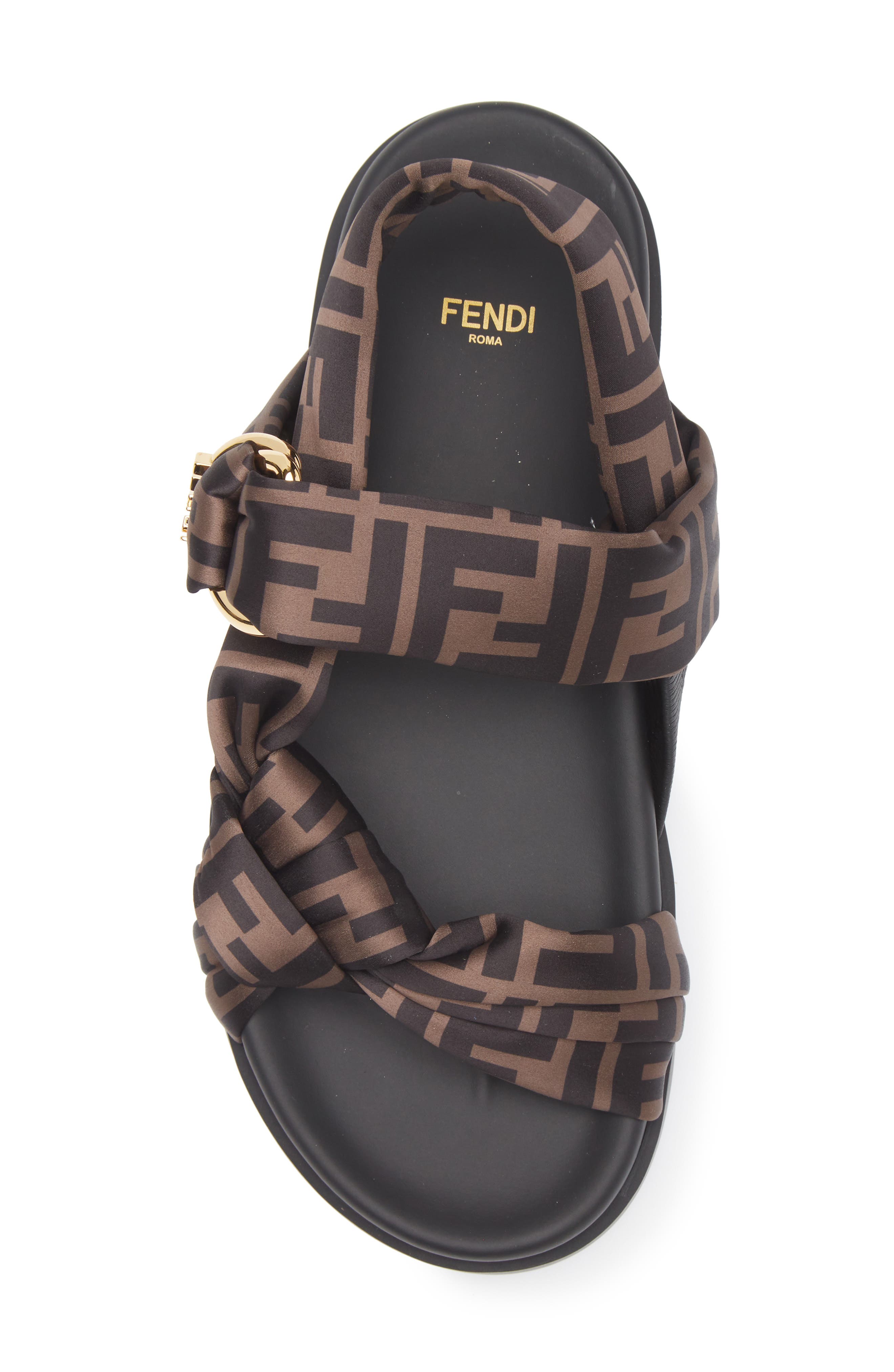 Fendi Feel Sandal, Alternate, color, Tabacco/ Nero