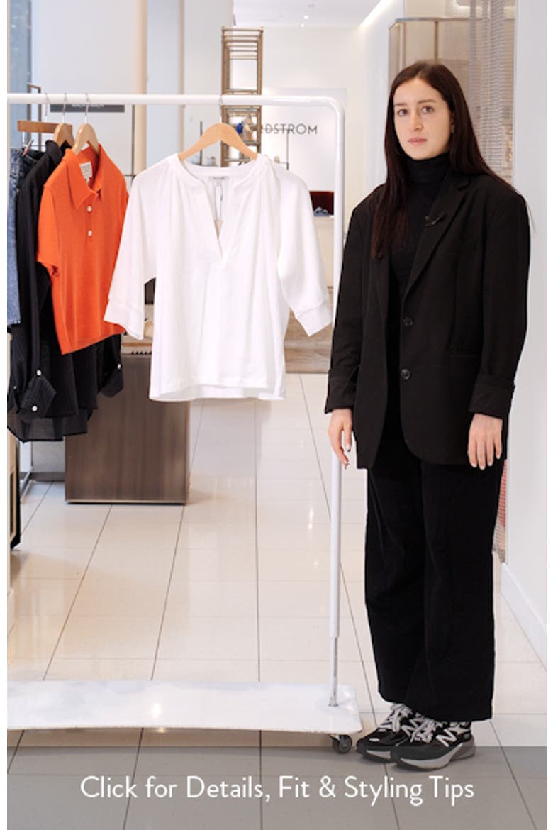 Elbow Sleeve Split Neck Top video