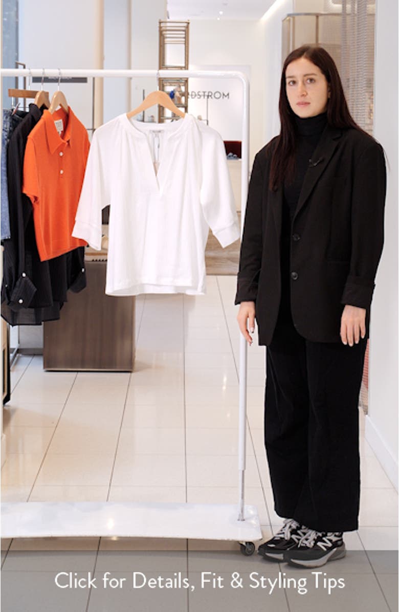 Elbow Sleeve Split Neck Top, sales video thumbnail