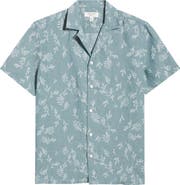 Nordstrom Bontanical Print Linen Camp Shirt