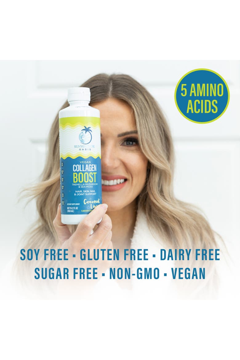 Vegan Collagen Boost Liquid, Coconut Lime, 450ml Bottle, Alternate, color, No Color