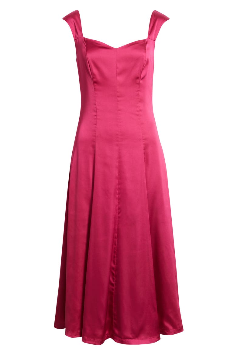 Cap Sleeve Satin Midi Dress, Alternate, color, PINK VIVACIOUS
