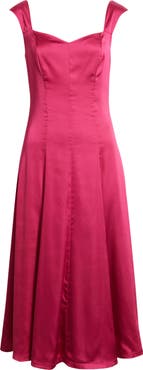Chelsea28 Cap Sleeve Satin Midi Dress