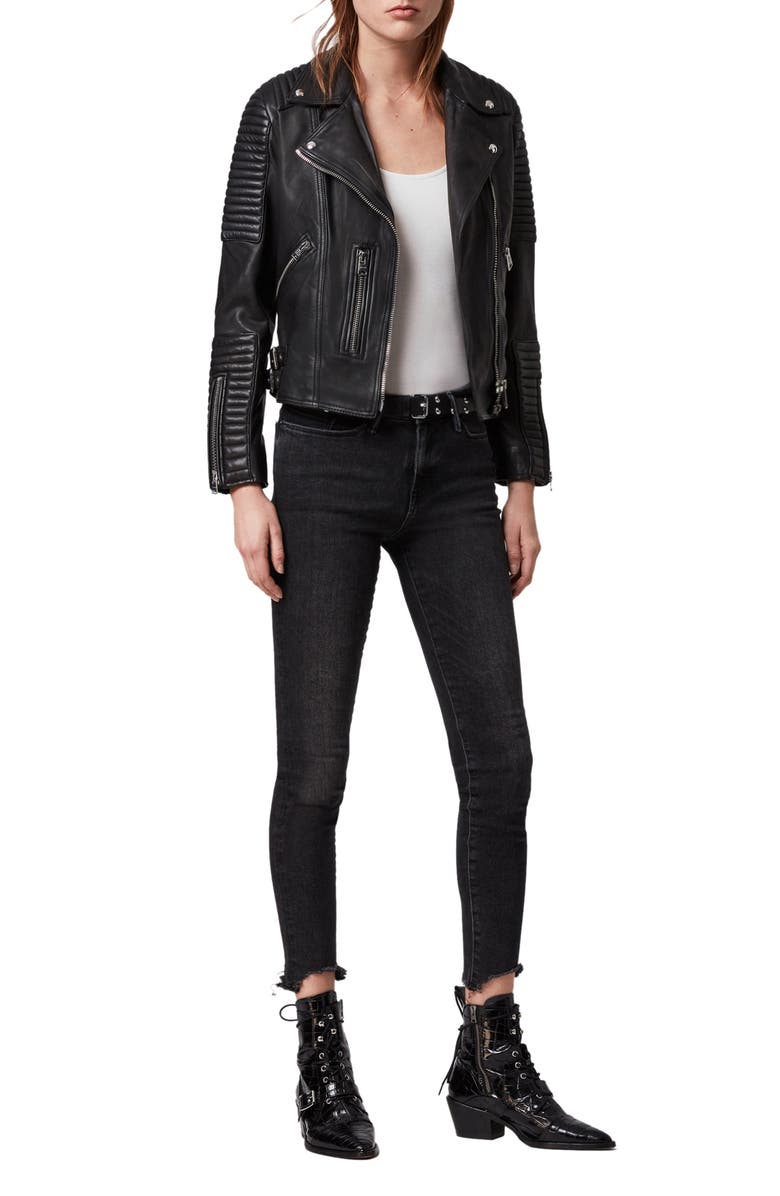 AllSaints Estella Leather Biker Jacket, Alternate, color,