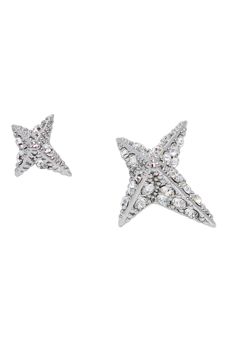 Crystal Pavé Star Stud Earrings, Main, color, RHODIUM