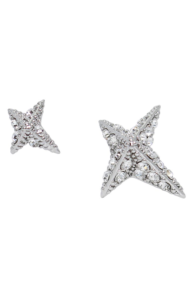 AllSaints Crystal Pavé Star Stud Earrings, Main, color, Rhodium