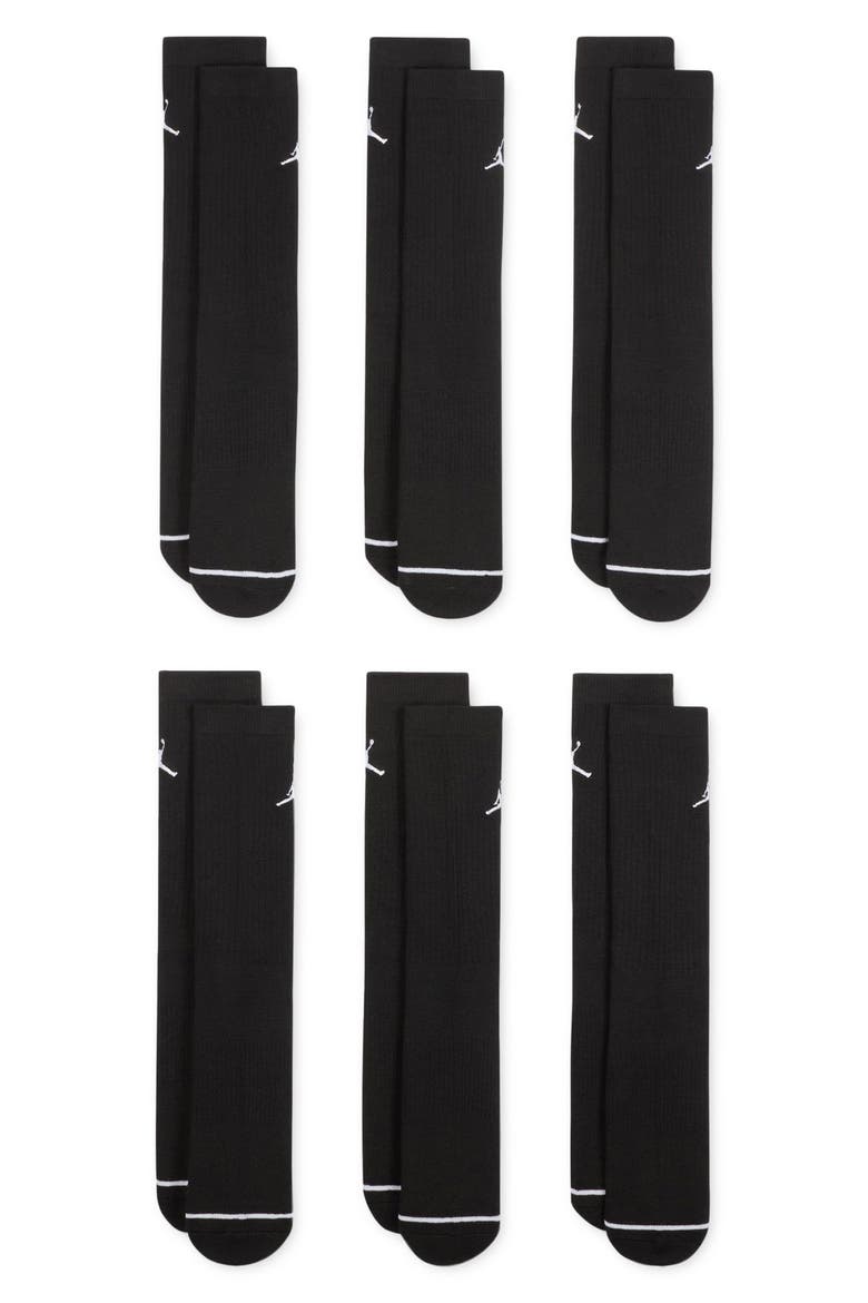 Everyday 6-Pack Cushioned Crew Socks, Main, color, BLACK/ WHITE