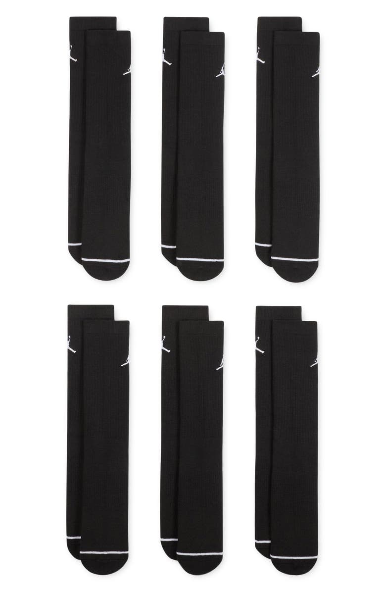 Nike Everyday 6-Pack Cushioned Crew Socks, Main, color, Black/ White