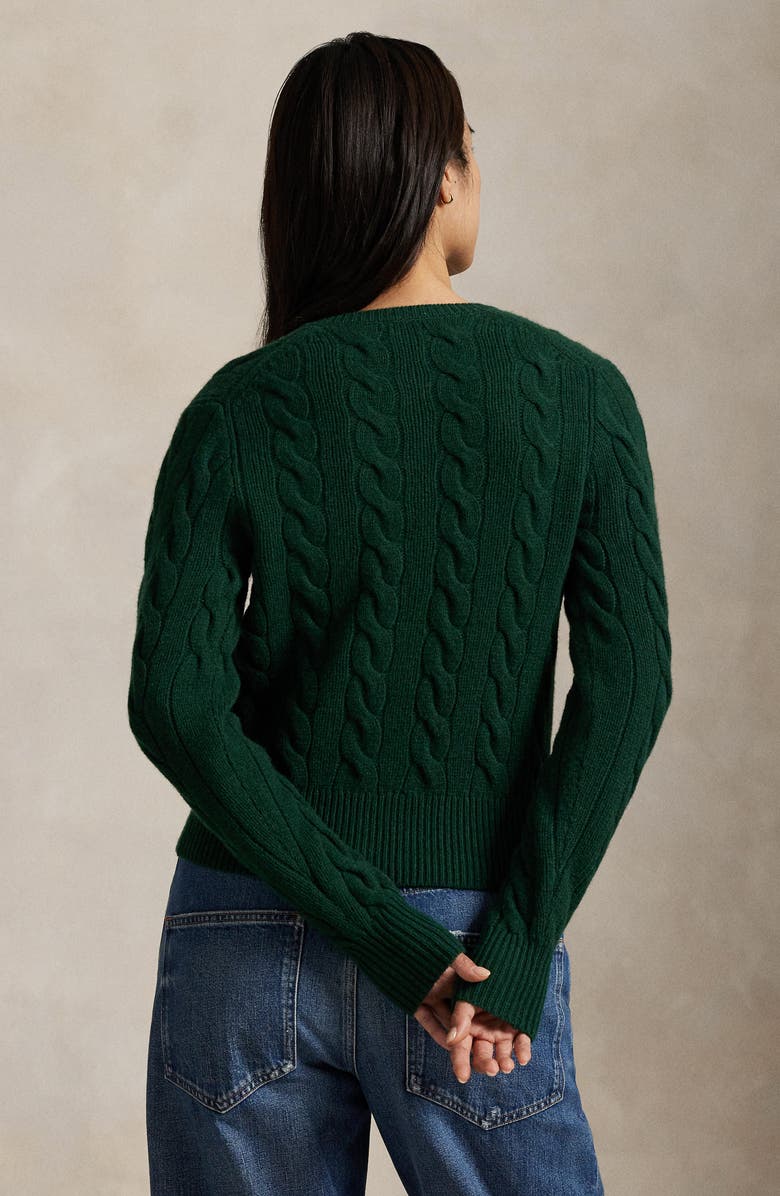 Polo Ralph Lauren Cable Knit Wool & Cashmere Cardigan, Alternate, color, Castleton Green