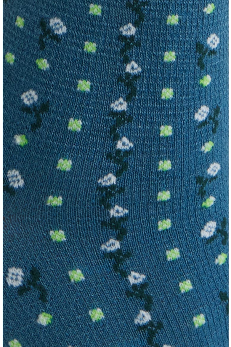 Rosebud Waffle Knit Ankle Socks, Alternate, color, SMOKE BLUE