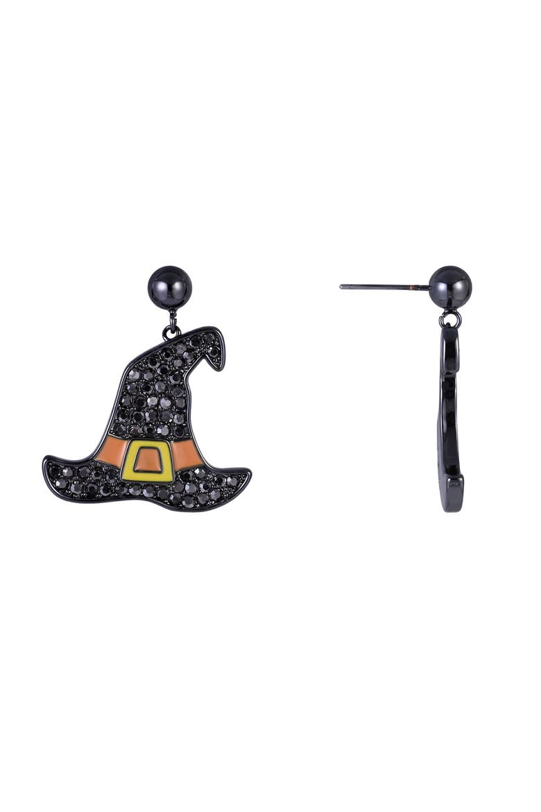 Halloween Witch Hat Earrings, Alternate, color, Black