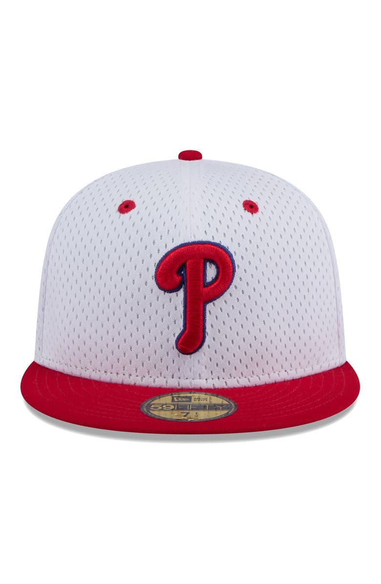 New Era Men's New Era White Philadelphia Phillies Throwback Mesh 59FIFTY Fitted Hat, Alternate, color,