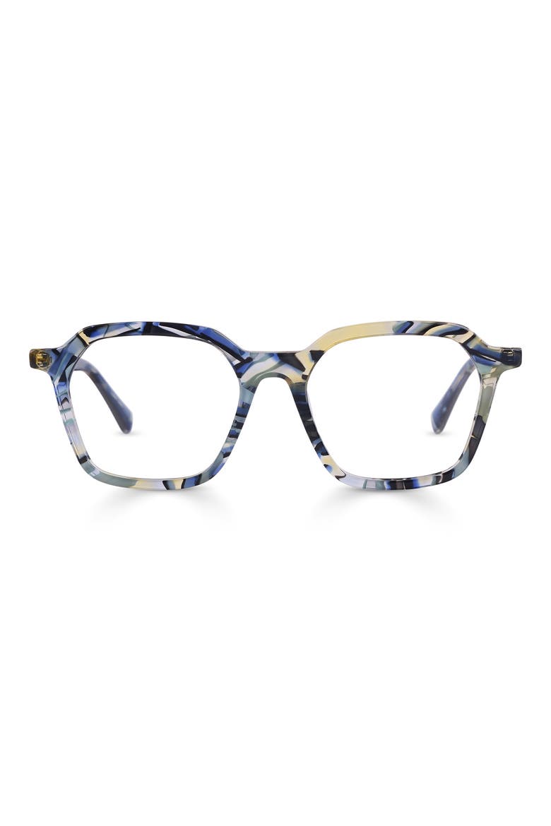 Four Square 51mm Square Reading Glasses, Main, color, BLUE PATTERN LAYER