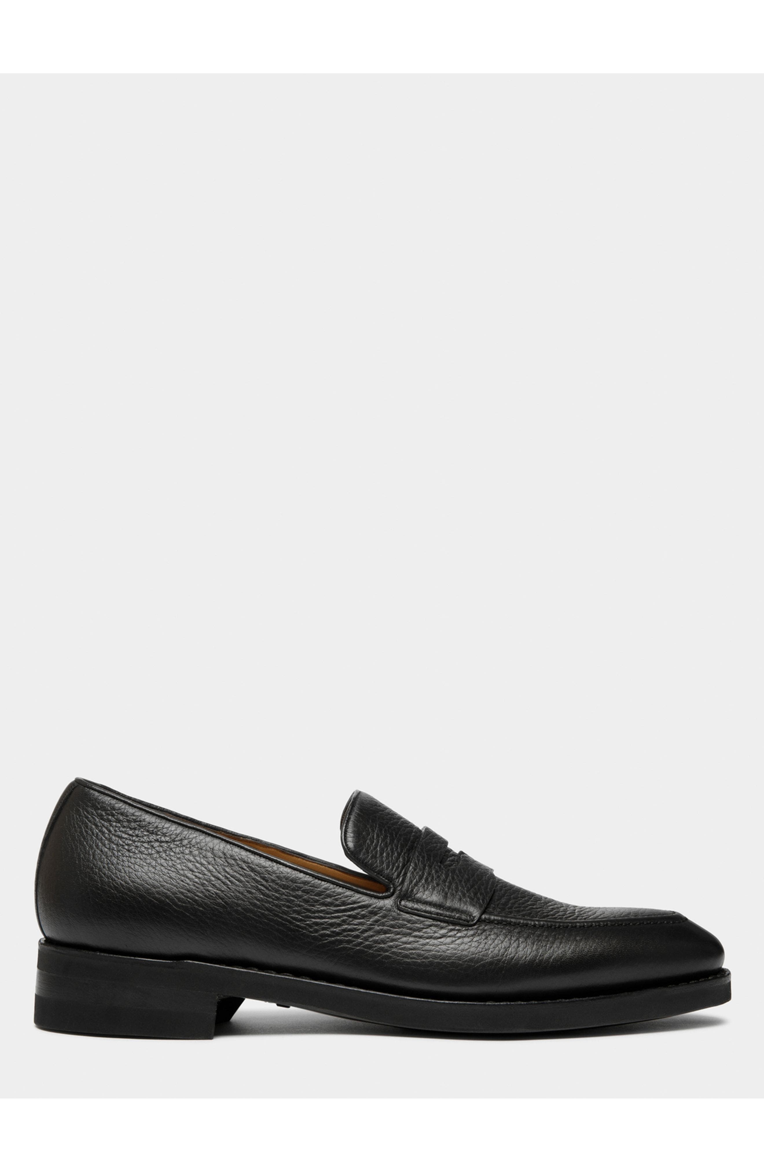 Bally Scribe Un Loafer in Deer Leather, Main, color, Black
