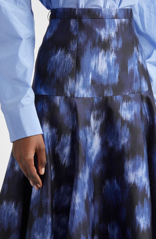 Michael Kors Collection Abstract Floral Print Dance Skirt In Blue