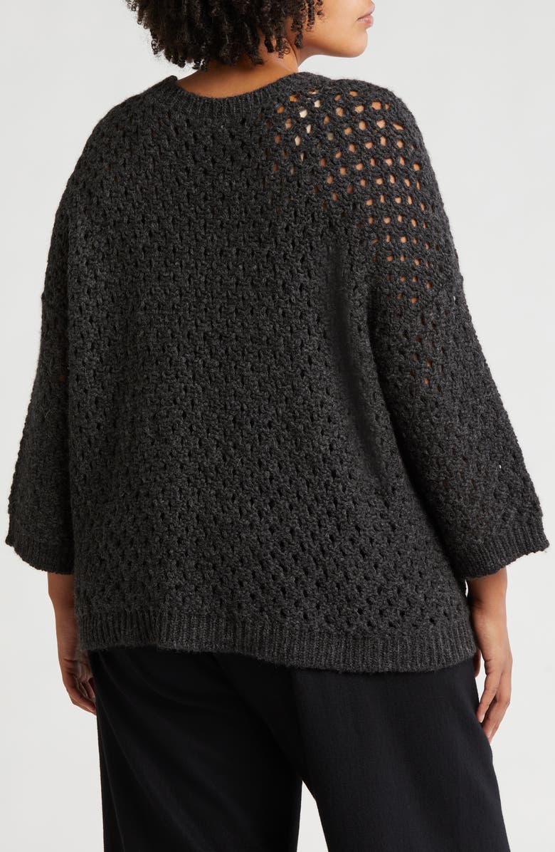 Eileen Fisher Bracelet Sleeve Alpaca Open Stitch Sweater, Alternate, color, 