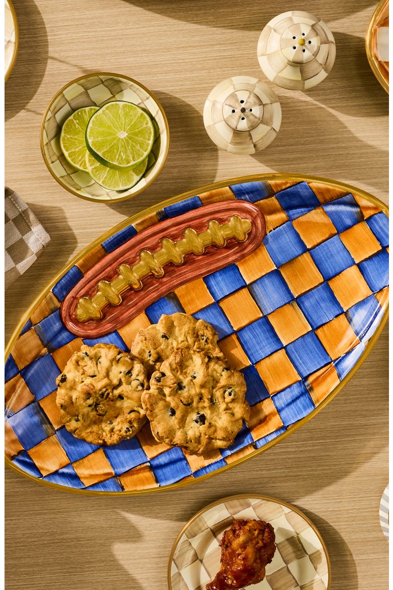Royal Check Football Serving Tray, Alternate, color, ORANGE