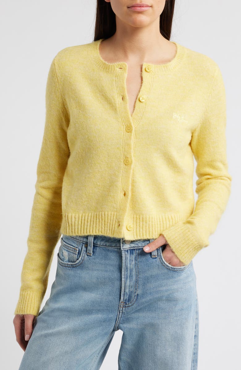 BDG Urban Outfitters Cozy Crewneck Cardigan, Main, color, Yellow