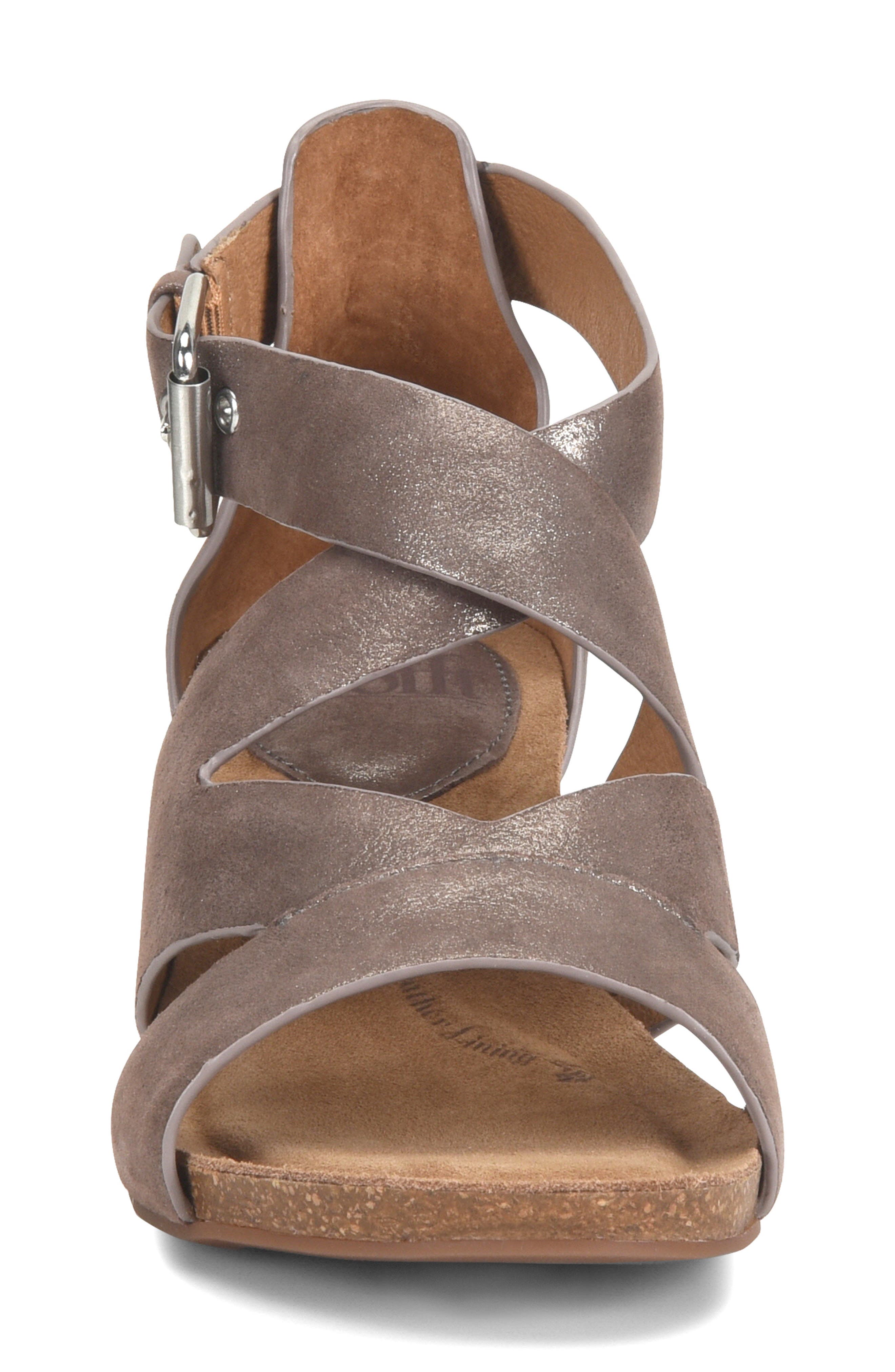 Vara Wedge Sandal, Alternate, color, METALLIC TAUPE LEATHER