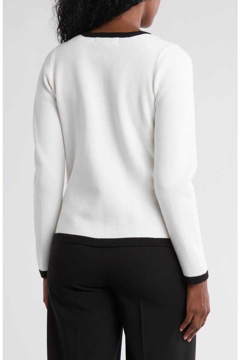 Halsey Tipped Cardigan, Alternate, color, GARDENIA/ BLACK