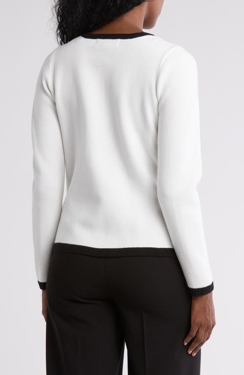 By Design Halsey Tipped Cardigan In Gardenia/black