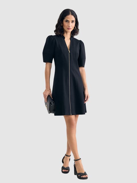 Alima Ponte Zip A-Line Dress