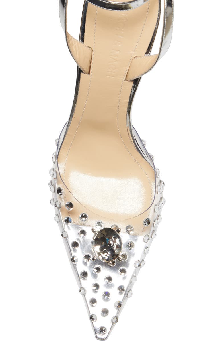 Mach & Mach Crystal Embellished Clear Ankle Strap Pump, Alternate, color,
