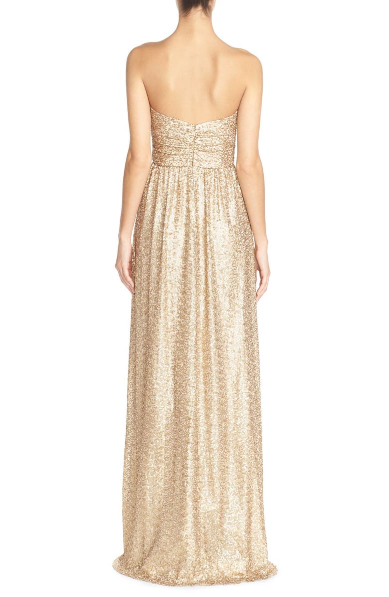 Amsale 'London' Sequin Tulle Strapless Column Gown, Alternate, color,
