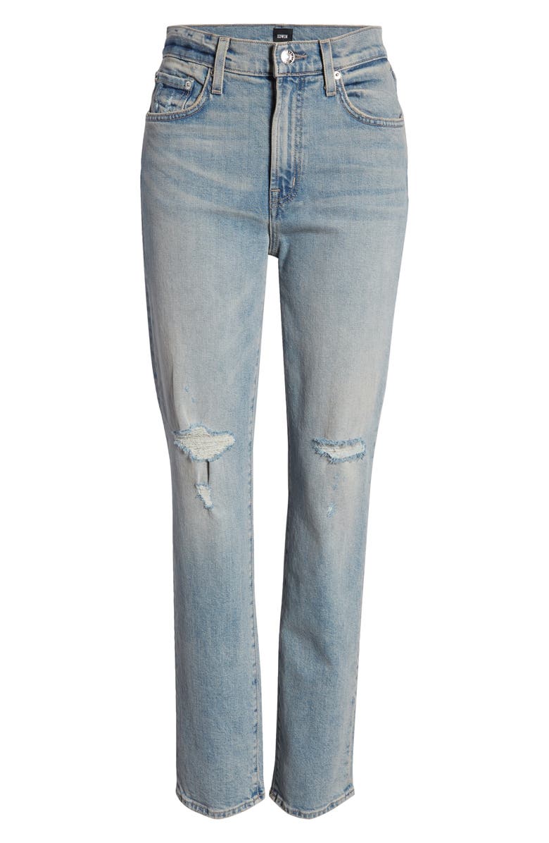 EDWIN Elin High Waist Ripped Slim Jeans, Alternate, color,