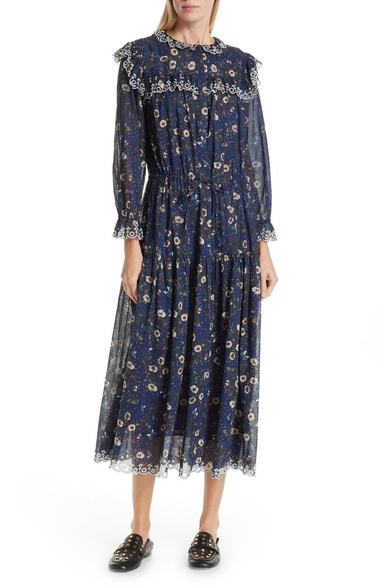 Isabel Marant Étoile Eina Floral Print Midi Dress, Main, color, 