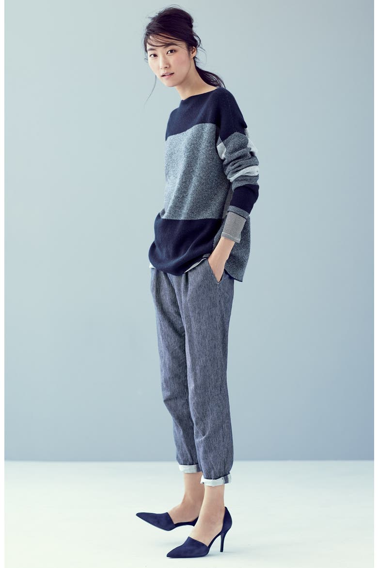 Intarsia Colorblock Sweater, Alternate, color, BLUE MARINE