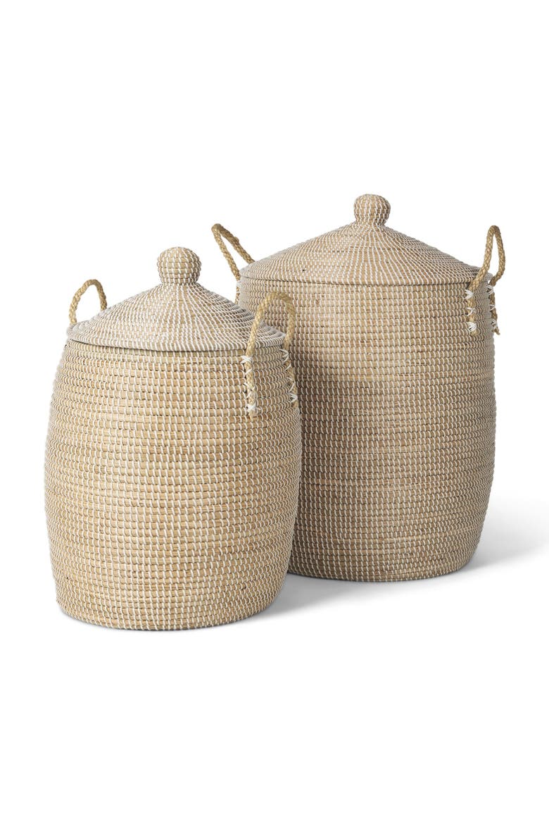 Kairi Set of Seagrass Floor Baskets, Main, color, Brown