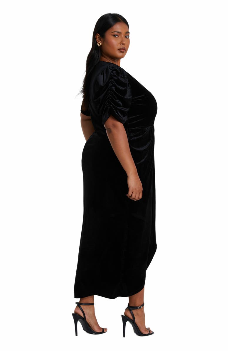 QUIZ Plus Size Velvet Wrap Midi Dress, Alternate, color, 