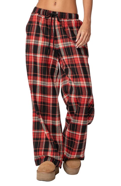 Lounge Around Plaid Wide Leg Pants