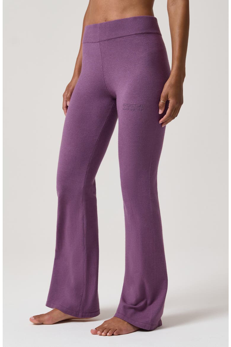 Erin High Waist Flare Cotton Pants, Alternate, color, HEATHER MULBERRY