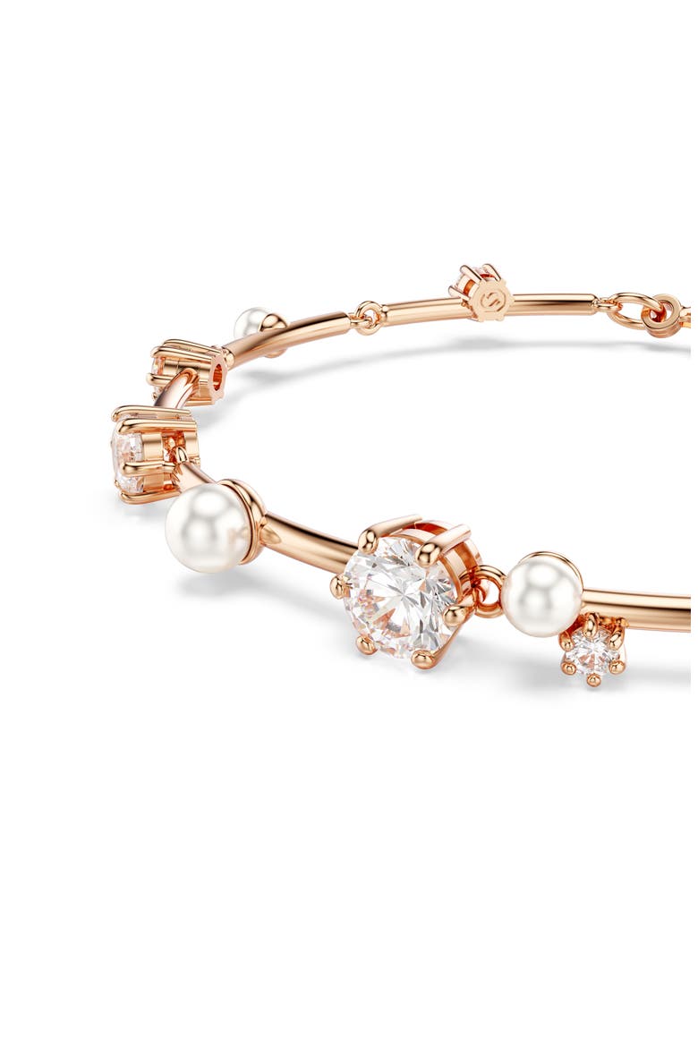 Constella Crystal & Faux Pearl Line Bracelet, Alternate, color, WHITE/ ROSE