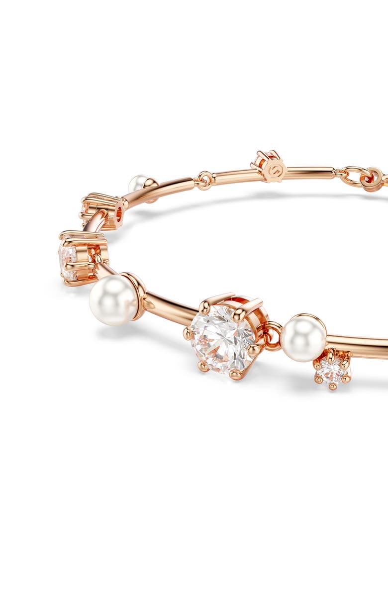 Swarovski Constella Crystal & Faux Pearl Line Bracelet, Alternate, color, White/ Rose