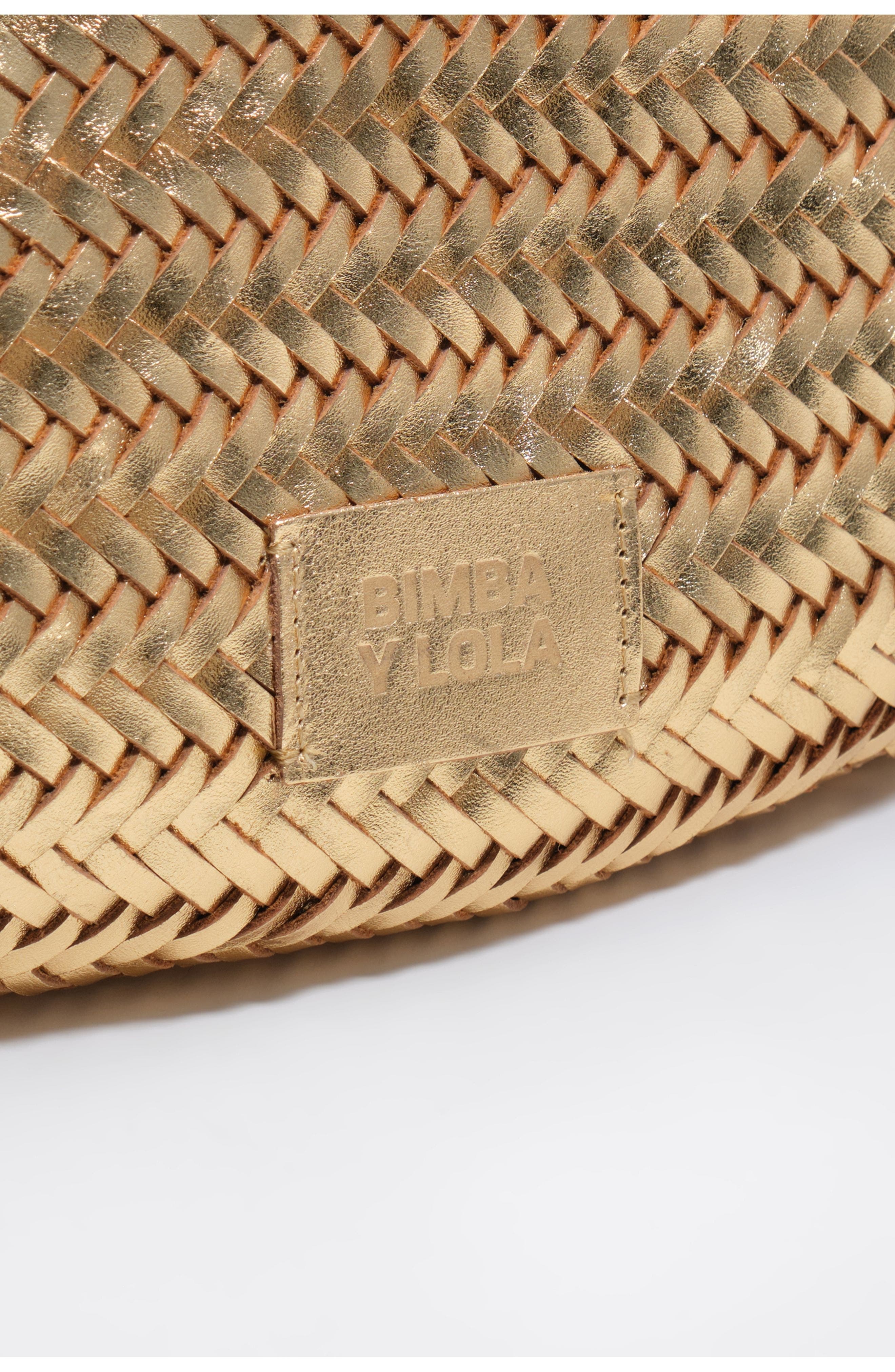 Bimba y Lola Braided Leather Shopper Bag, Alternate, color, Gold