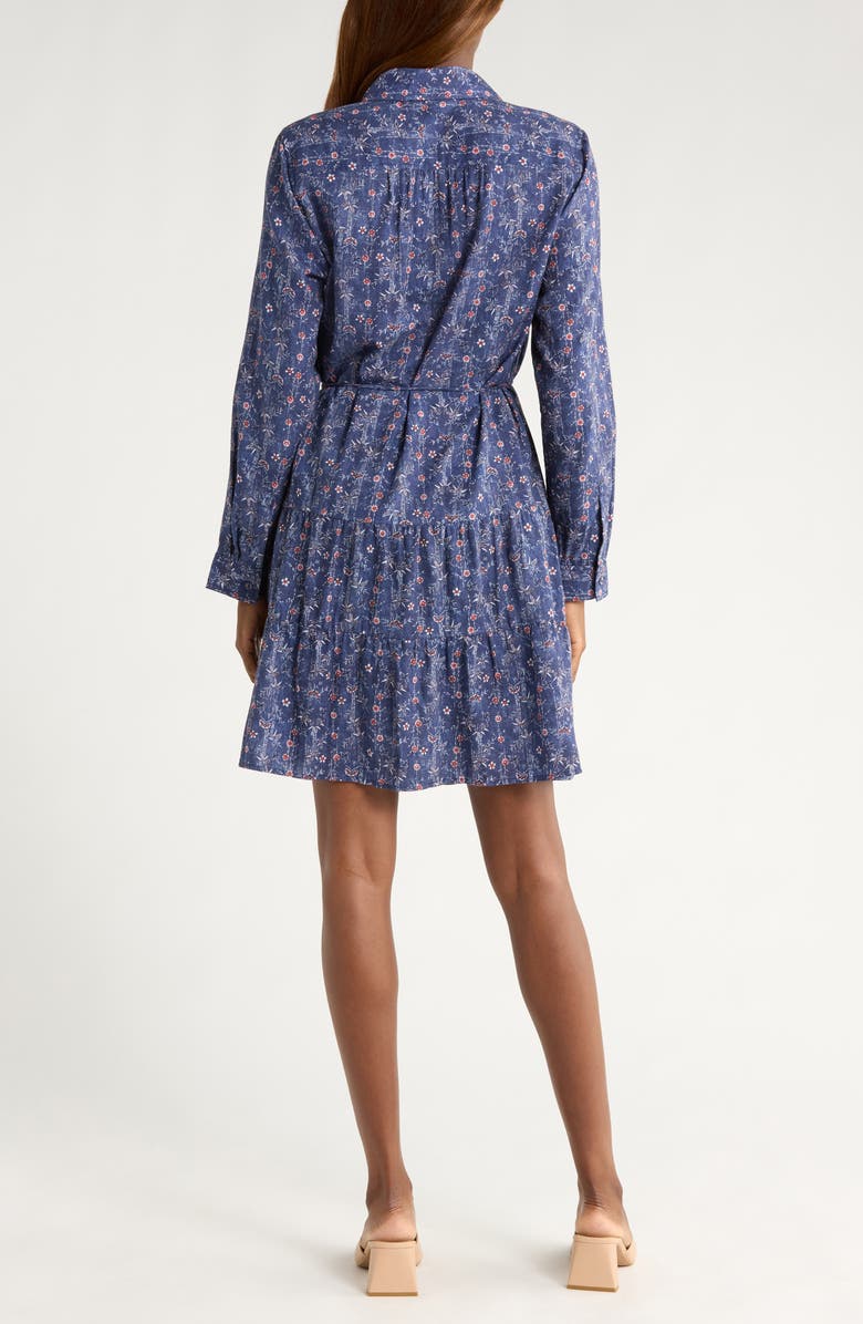 Tommy Bahama Blue Sea Flora Long Sleeve Cotton Shirtdress, Alternate, color, Coastline