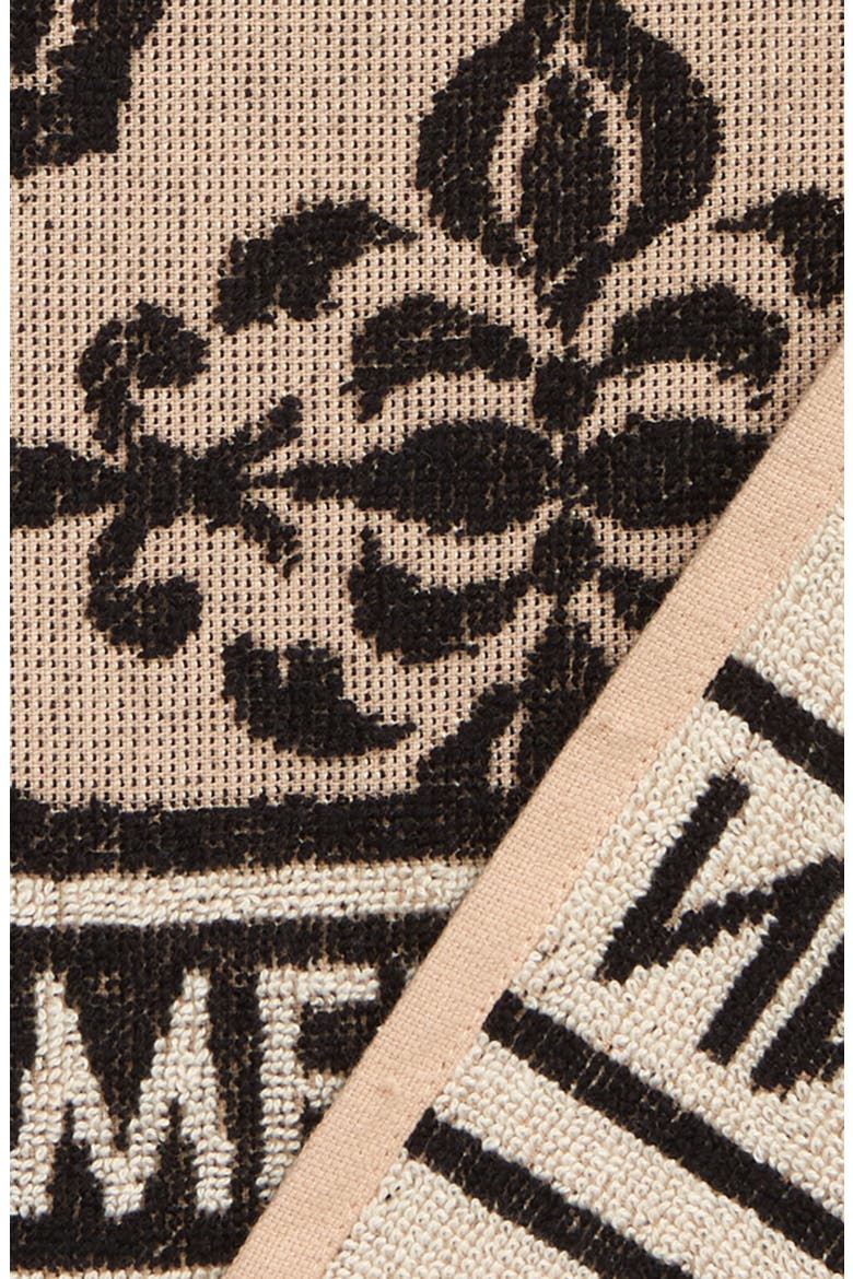 Logo Jacquard Beach Towel & Carry Strap, Alternate, color, CREAM/ BLACK