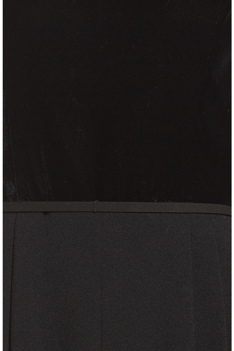 Velvet & Crepe Jumpsuit, Alternate, color, BLACK