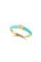 14K Yellow Gold Enamel & White Sapphire Ring - 0.13 ctw