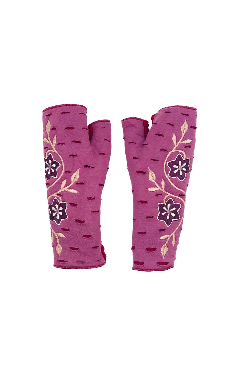 Women's Artisan Crafted Fleece Lined Primrose Fingerless Jersey Gloves, Main, color, Calyx