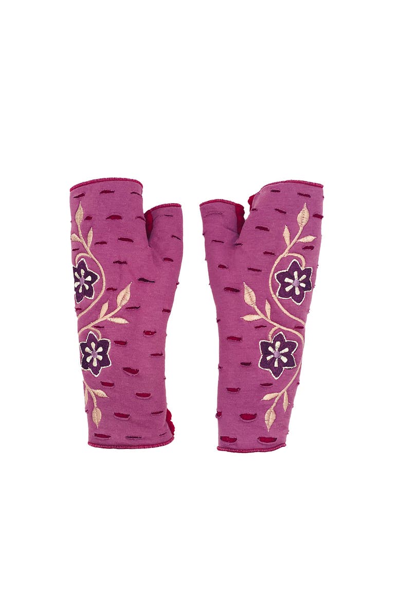 Feelgoodz Women's Artisan Crafted Fleece Lined Primrose Fingerless Jersey Gloves, Main, color, Calyx