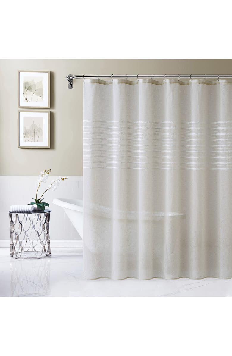 DAINTY HOME Daniella Textured Chenille Shower Curtain, Main, color, Linen