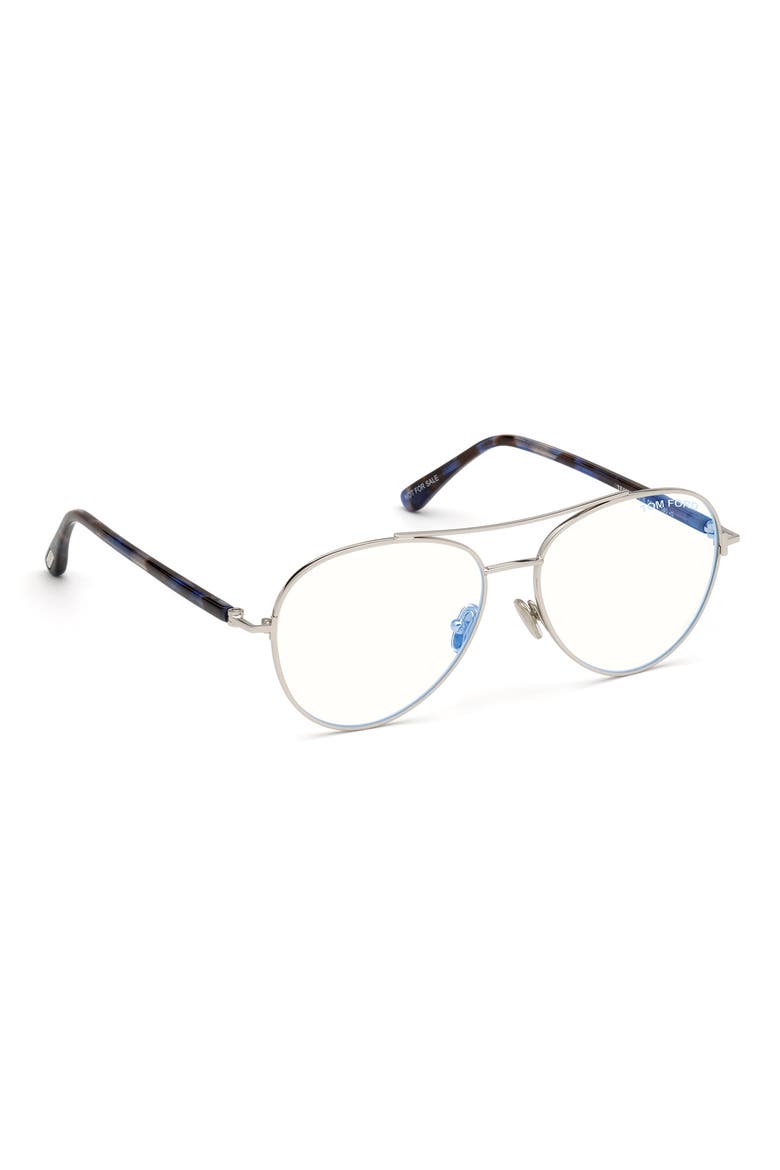 55mm Blue Light Blocking Glasses, Alternate, color, SHINY PALLADIUM/ BLUE HAVANA