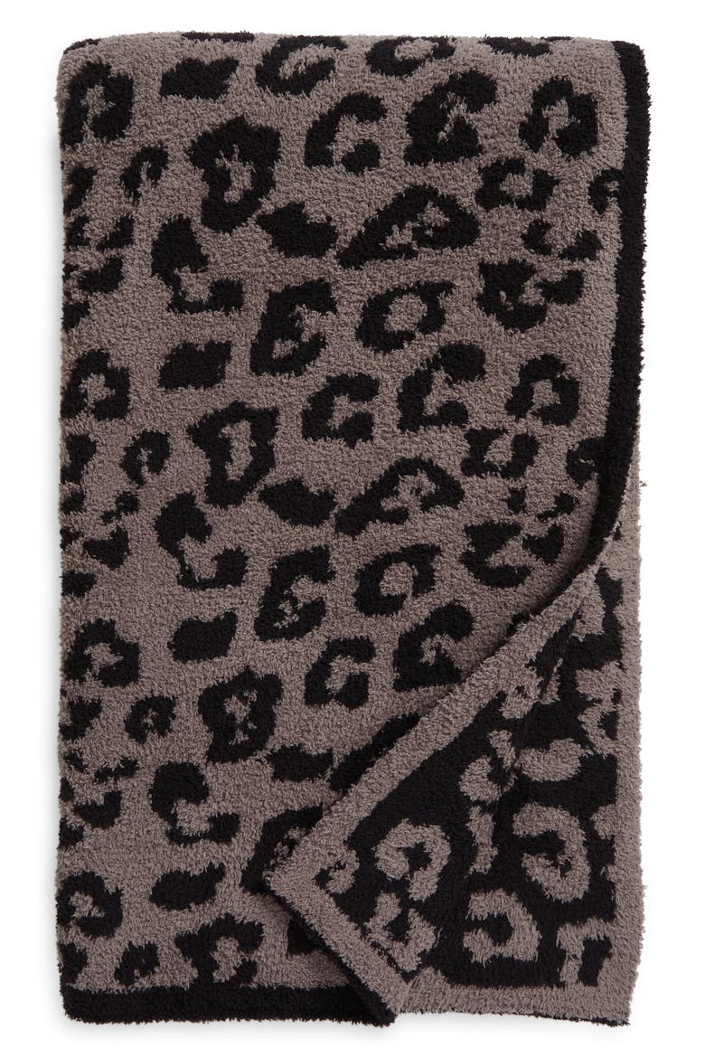 CozyChic® Leopard Print 54 x 72 Throw Blanket, Main, color, CHARCOAL-BLACK